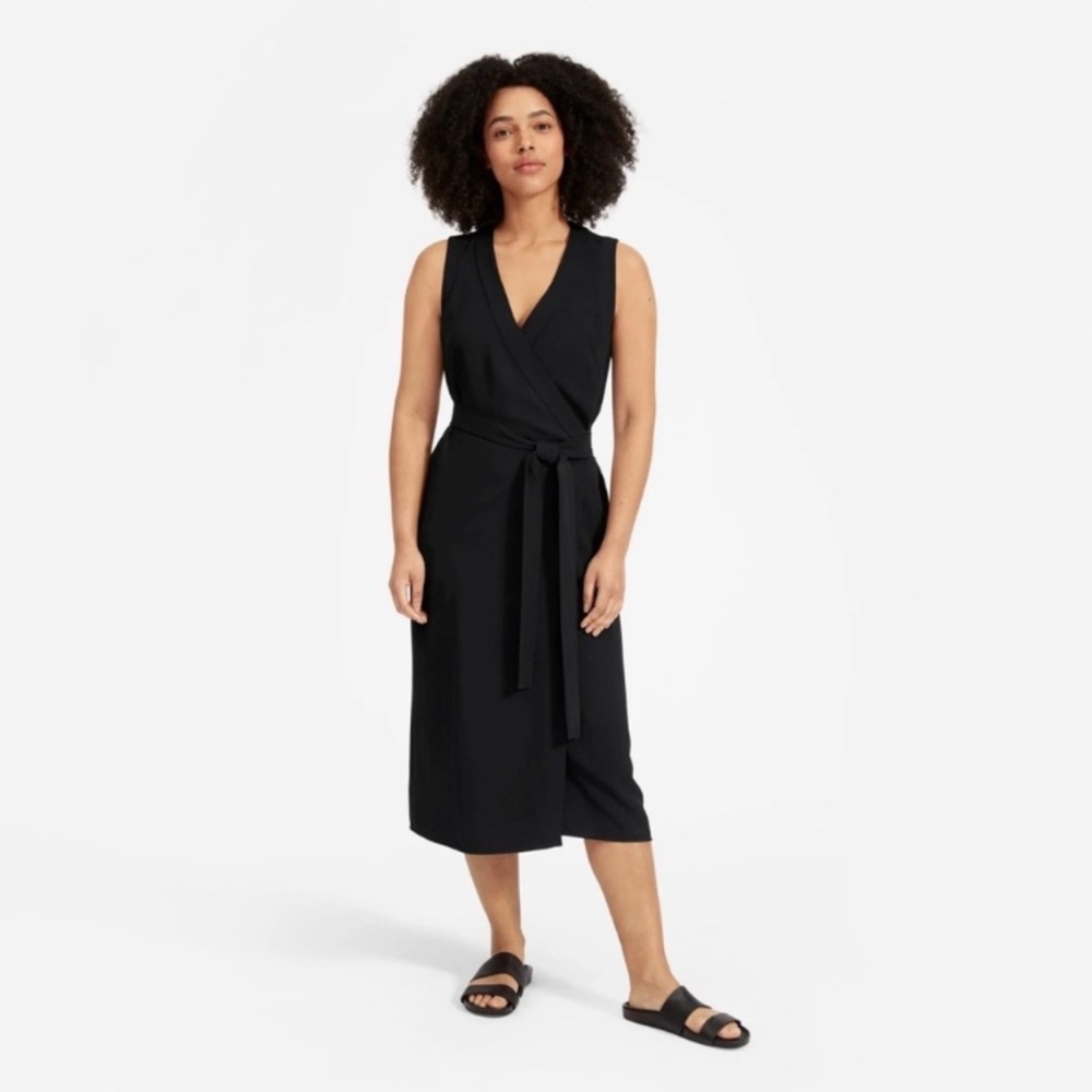 Everlane GoWeave wrap dress in black
